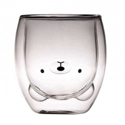 Cute Bear Double Wall Glass Cup 450ml