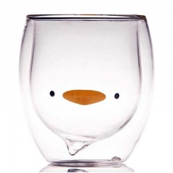 Cute Duck Double Wall Glass Cup 450ml