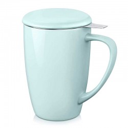 Ceramic Mug With Infuser For Loose Tea Light Blue 500ml