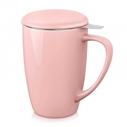 Ceramic Mug With Infuser For Loose Tea Pink 500ml