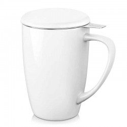 Ceramic Mug With Infuser For Loose Tea White 500ml