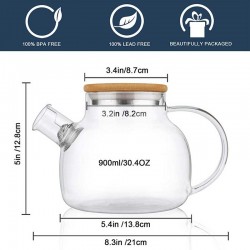 Glass Teapot With Infuser For Loose Tea 1000ml